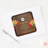 Vlaamse Rozen Etiket Donkerbruine houten Logo (Envelop)