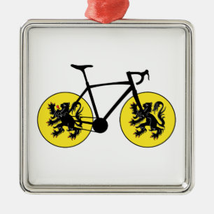 Vlaamse vlag fietsen metalen ornament