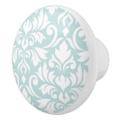 Vlaanderen Damask Art I White op Duck Egg Blue Keramische Knop (Rechts)