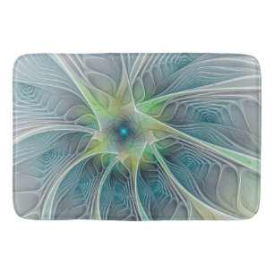 Vlaanderen Fantasy Modern Blue Green Fractal Flowe Badmat
