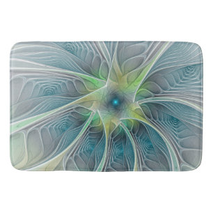 Vlaanderen Fantasy Modern Blue Green Fractal Flowe Badmat