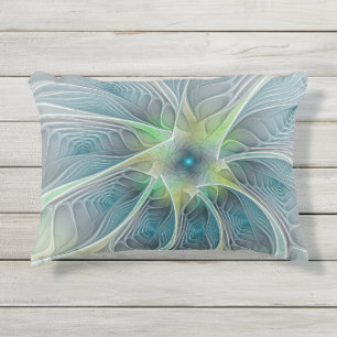 Vlaanderen Fantasy Modern Blue Green Fractal Flowe Buitenkussen