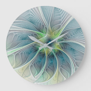 Vlaanderen Fantasy Modern Blue Green Fractal Flowe Grote Klok