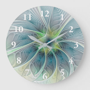 Vlaanderen Fantasy Modern Blue Green Fractal Flowe Grote Klok