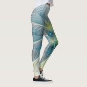 Vlaanderen Fantasy Modern Blue Green Fractal Flowe Leggings (Rechts)