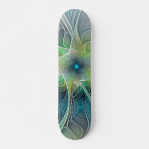 Vlaanderen Fantasy Modern Blue Green Fractal Flowe Skateboard