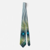 Vlaanderen Fantasy Modern Blue Green Fractal Flowe Stropdas (Voorkant)