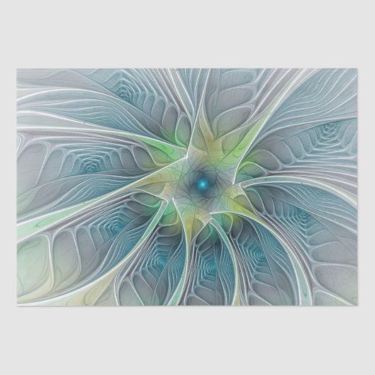 Vlaanderen Fantasy Modern Blue Green Fractal Flowe Tissuepapier (Voorkant)