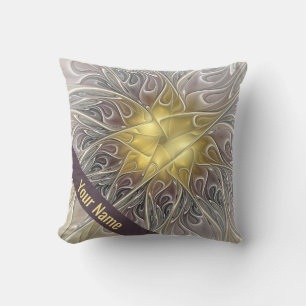 Vlaanderen met Abstracte gouden kunstbloem Kussen