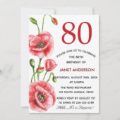 Vlaanderen papaver Waterverf 80e verjaardag Kaart (Voorkant)