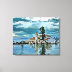 Vlacherna Klooster, Corfu Griekenland Canvas Afdruk