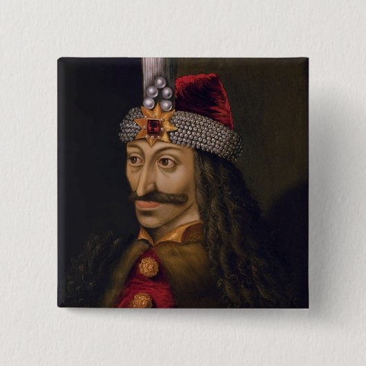 Vlad Tepes Dracula Impaler Voivode van Wallachia Vierkante Button 5,1 Cm (Voorkant)