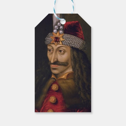 Vlad tepes Impaler Voivode portret Dracula histori Cadeaulabel (Achterkant)