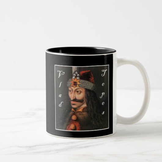 Vlad Tepes met naam in Blackadder Tweekleurige Koffiemok (Rechts)