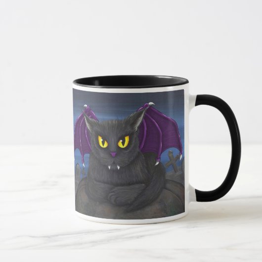 Vlad Vampire Cat Gothic Fantasy Art Mok (Rechts)