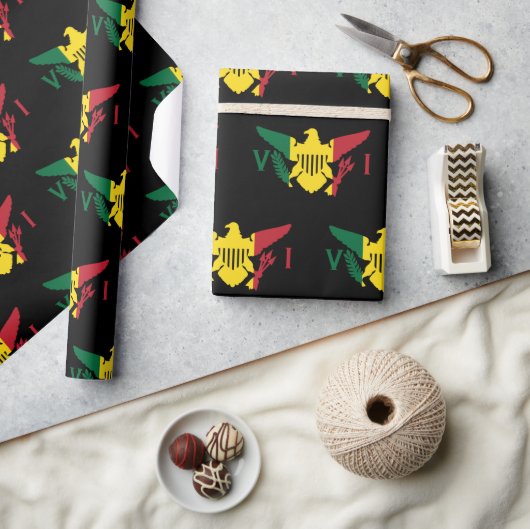 Vlag Amerikaanse Maagdeneilanden | Groen rood geel Cadeaupapier (Crafts)