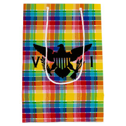 Vlag Amerikaanse Maagdeneilanden (zwart), Madras Medium Cadeauzakje