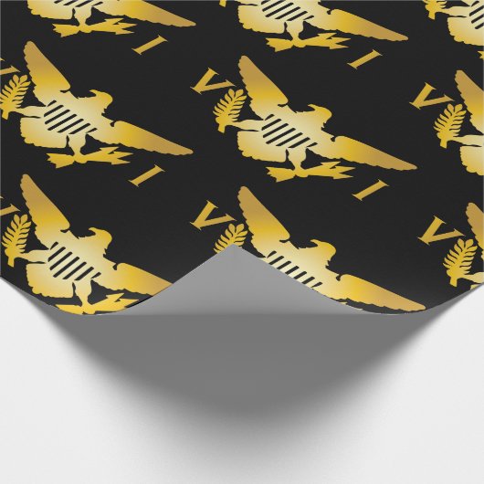 Vlag Amerikaanse Maagdeneilanden | Zwarte en goudw Cadeaupapier (Hoek)