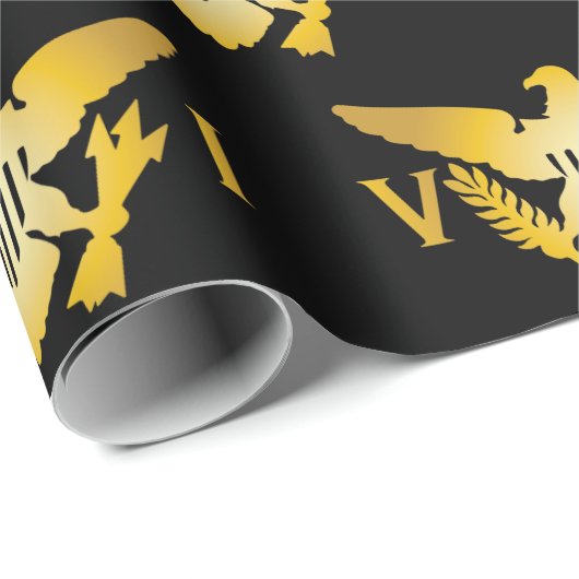 Vlag Amerikaanse Maagdeneilanden | Zwarte en goudw Cadeaupapier (Rol Hoek)