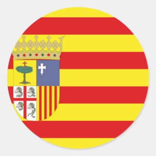 Vlag Aragon (Spanje) Ronde Sticker