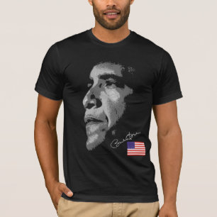 Vlag Barack Obama van de VS met handtekening T-shirt