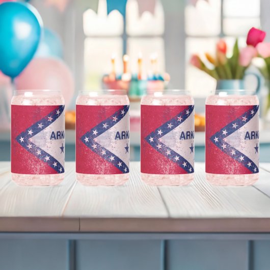 Vlag bij Distress Arkansas Blikvorm Glas (Insitu (Baby Shower))