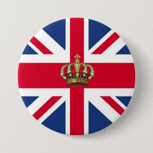 Vlag bij Royal Crown Ronde Button 7,6 Cm