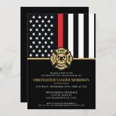 Vlag brandweerman op de rode lijn van het Afstuder Kaart (Voorkant / Achterkant)