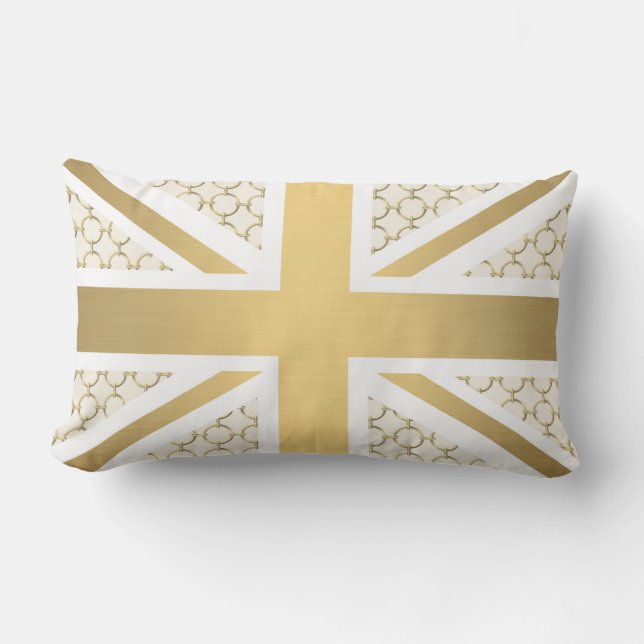 Vlag Britse vlag met Gold Equestrian Pattern Kussen (Voorkant)