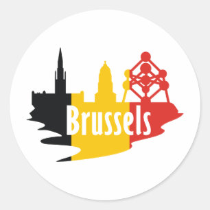 Vlag Brussel Ronde Sticker