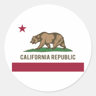 Vlag Californië - Kleur Ronde Sticker