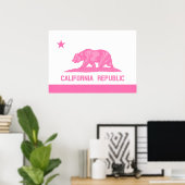Vlag Californië (roze) Poster (Thuiskantoor)
