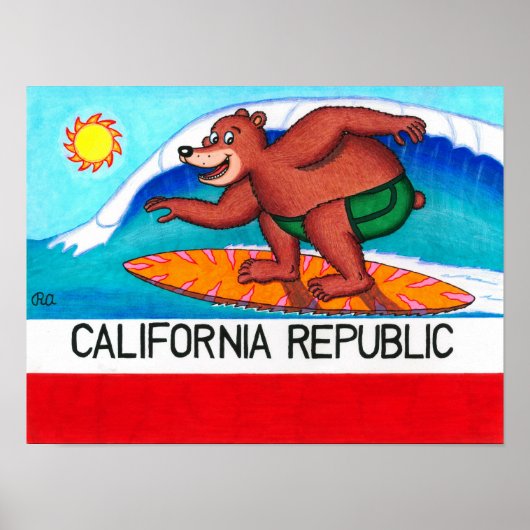 Vlag Californische Surfing Beer Poster (Voorkant)