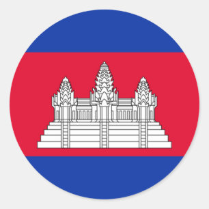 Vlag Cambodja - Cambodjaanse vlag Ronde Sticker