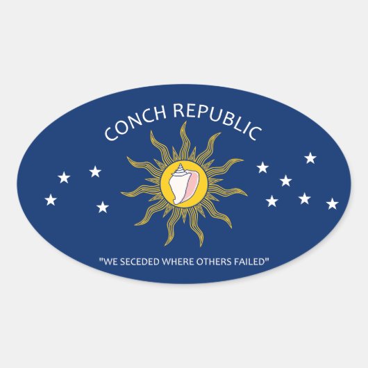 Vlag Conch Republic Ovale Sticker (Voorkant)