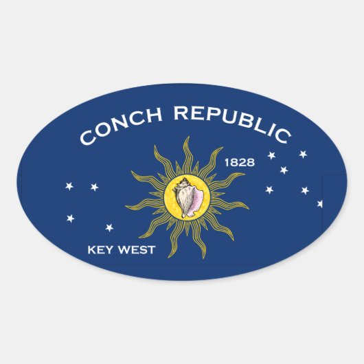 Vlag Conch Republic Ovale Sticker (Voorkant)