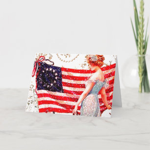Vlag Dame Gibson Girl Patriotic vierde van Juli de Kaart