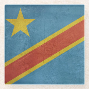 Vlag Democratische Republiek Congo Glazen Onderzetter