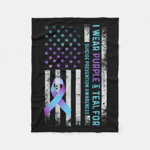 Vlag Draagt Paars En Turquoise Preventie Bewustzij Fleece Deken