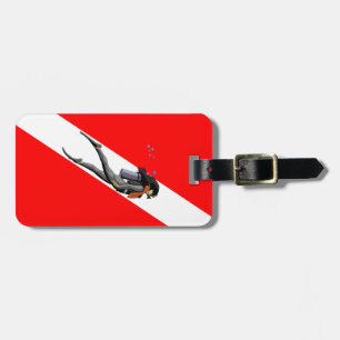 Vlag duiken en duiken bagagelabel