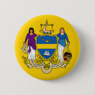 Vlag/Embleem van Philadelphia, PA Ronde Button 5,7 Cm