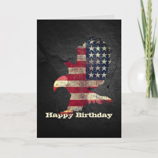 Vlag en Bald Eagle Birthday Kaart (Voorkant)