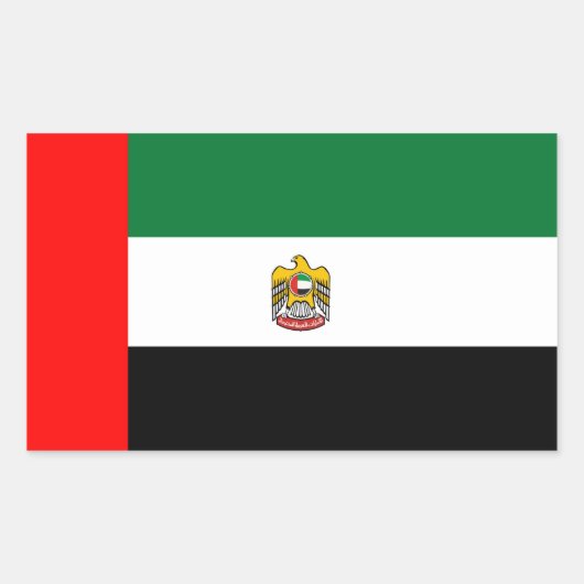Vlag en embleem van de Verenigde Arabische Emirate Rechthoekige Sticker (Voorkant)