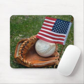 Vlag en honkbal in handschoenen muismat (Met muis)