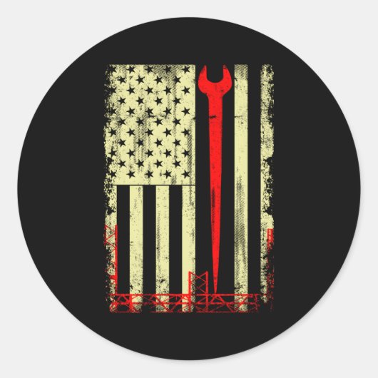 Vlag en ijzerbewerker Gereedschap IJzerwerkers Ronde Sticker (Voorkant)