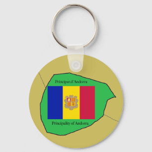 Vlag en kaart van Andorra Sleutelhanger