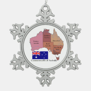 Vlag en kaart van Australië Tin Sneeuwvlok Ornament