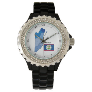 Vlag en kaart van Belize Horloge