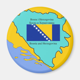 Vlag en kaart van Bosnië en Herzegovina Magneet