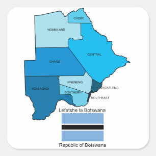 Vlag en kaart van Botswana Vierkante Sticker